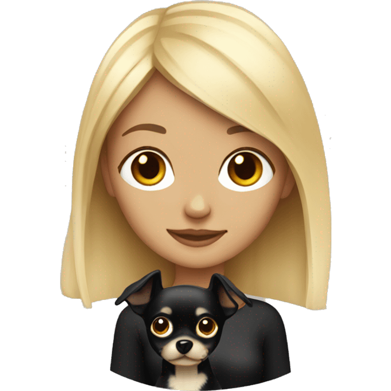 Blonde girl with black chihuahua emoji