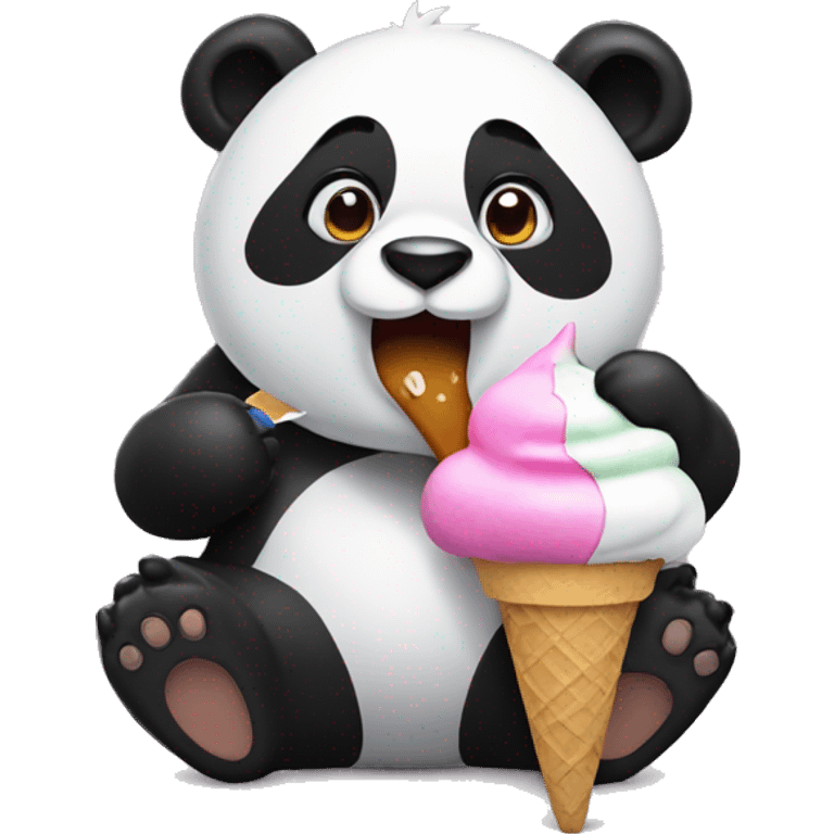 Panda eating ice cream emoji