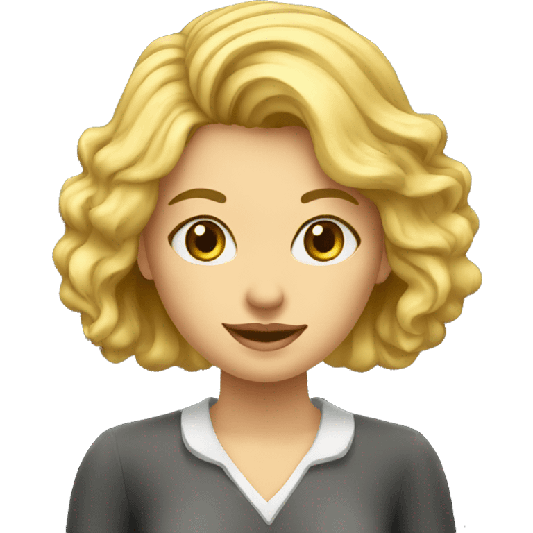 the teacher is a young blonde woman near the blackboard emoji