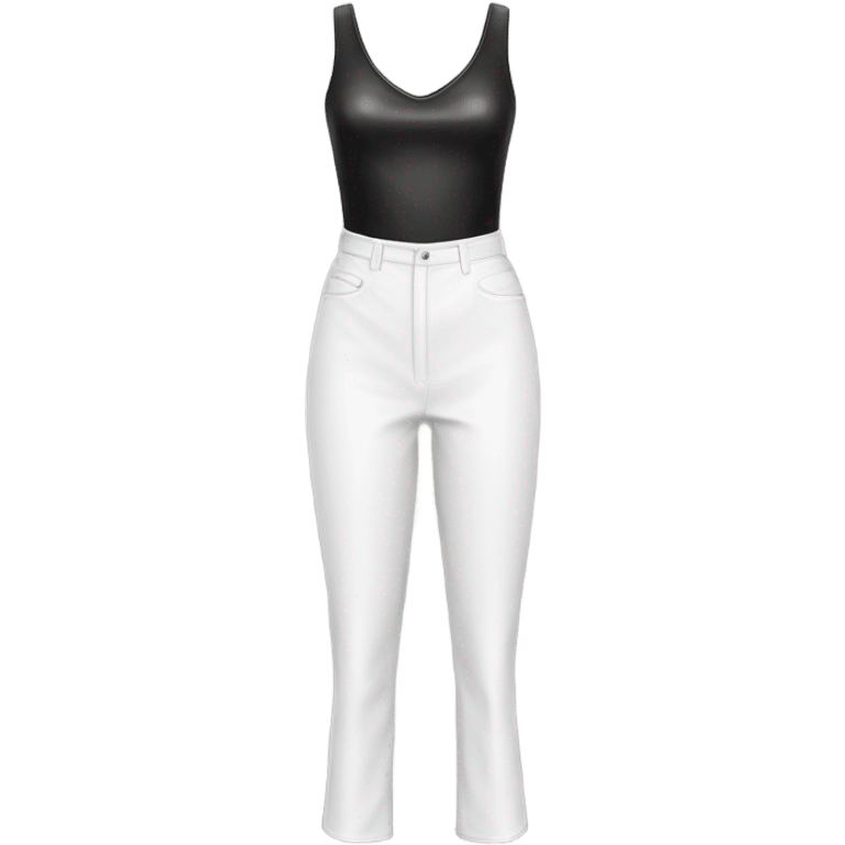 White High waisted straight leg leather pants isolated emoji