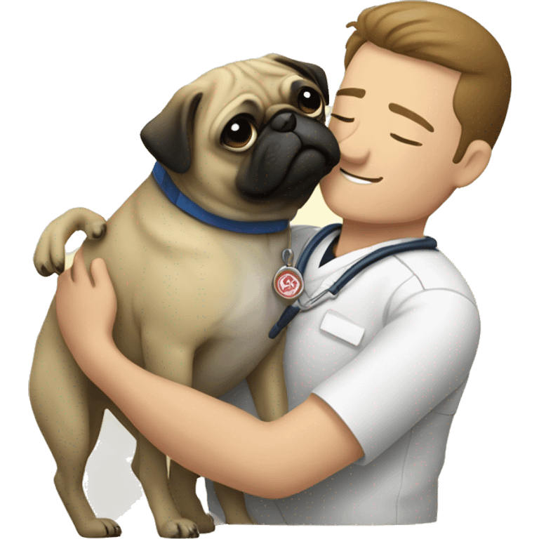 vet hugging a pug emoji