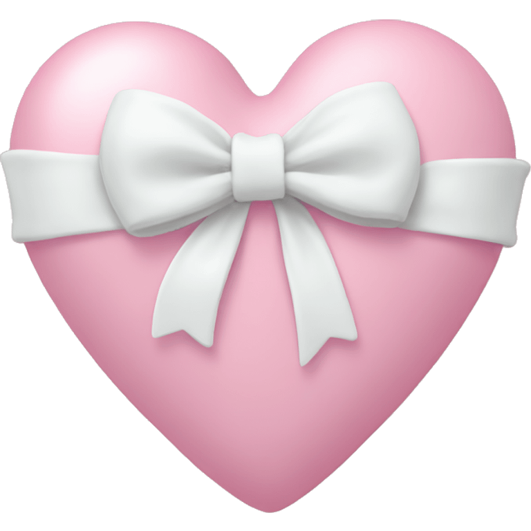 Pastel pink heart with white bow emoji