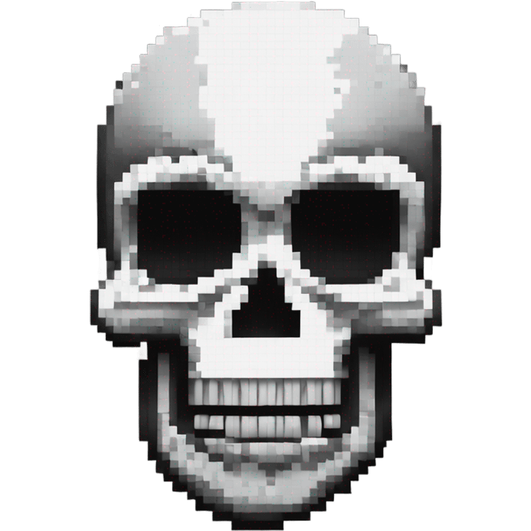 black and white pixel art skull emoji