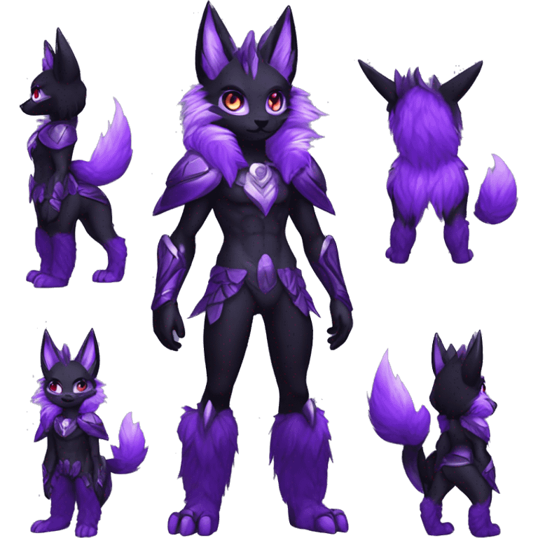 Anthro-Edgy-Cool-Black-Purple-Contrast-Colors-Fantasy-Fur-Sona-Chibi-Shiny-Fakémon-Hybrid full body emoji