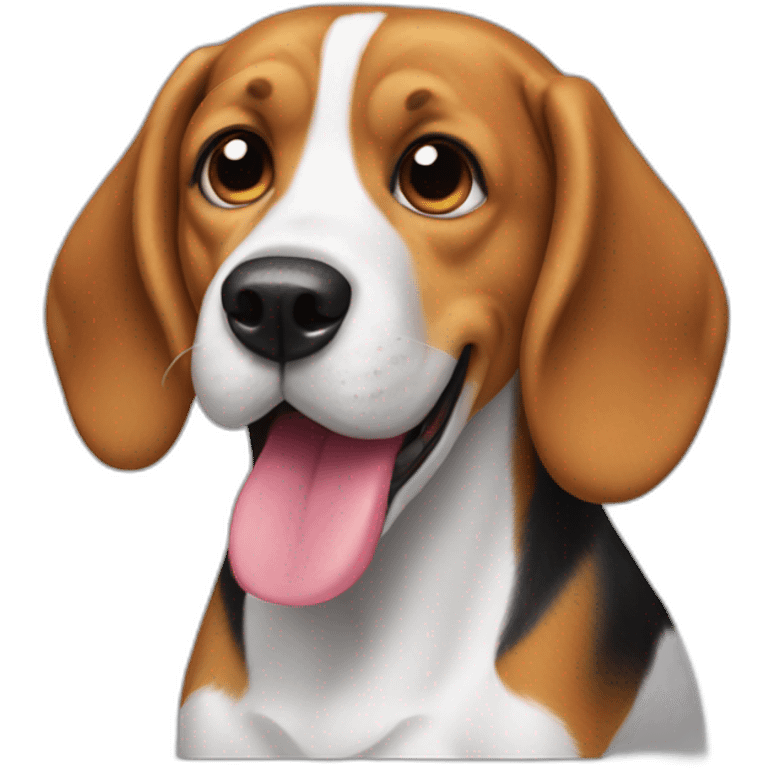 beagle sticking tongue half out looking goofy emoji