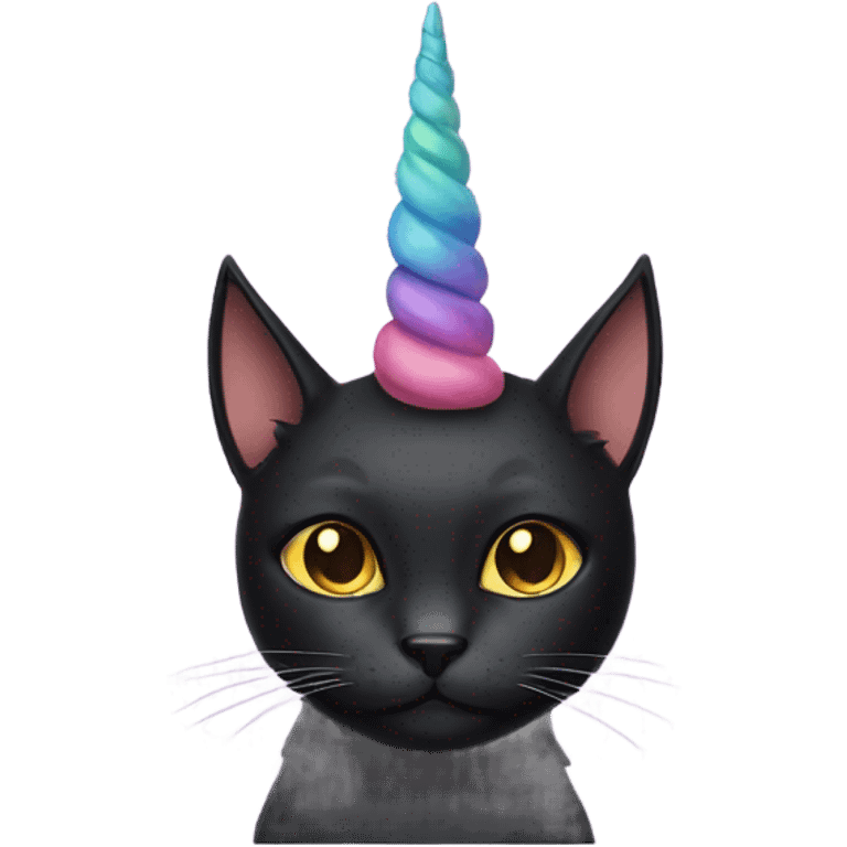 Black cat with a unicorn horn emoji