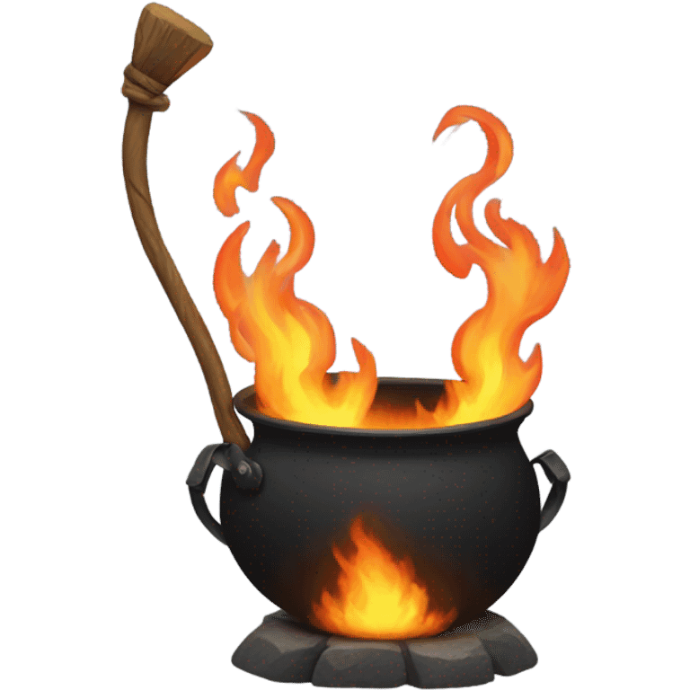 Cauldron that has fire twirling out of it emoji