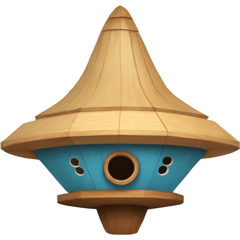 Wooden ufo spaceship birdhouse emoji