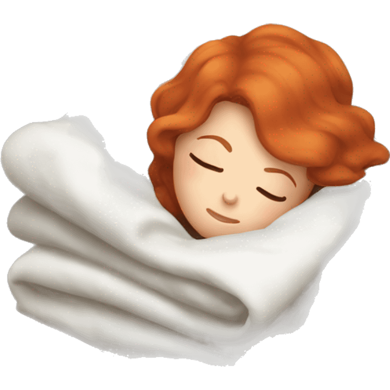 redhead girl sleeping with blankets emoji