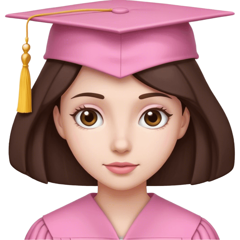 Brunette with a pink graduation cap emoji