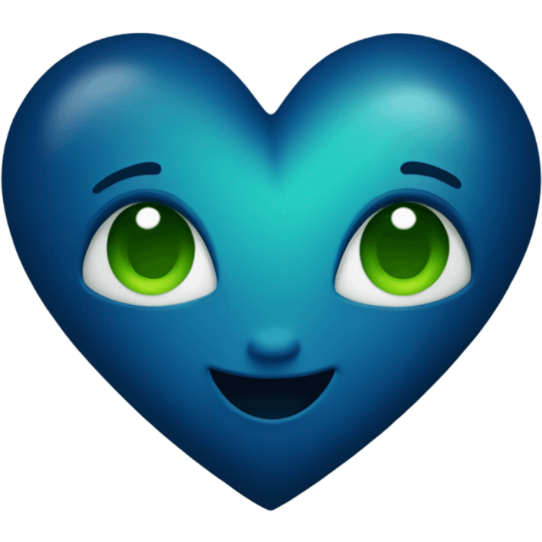 Dark blue heart with little bit of green in the middle emoji