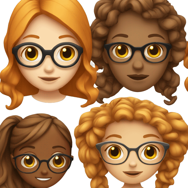 Ginger girl with glasses and a  brunette Mexican girl emoji