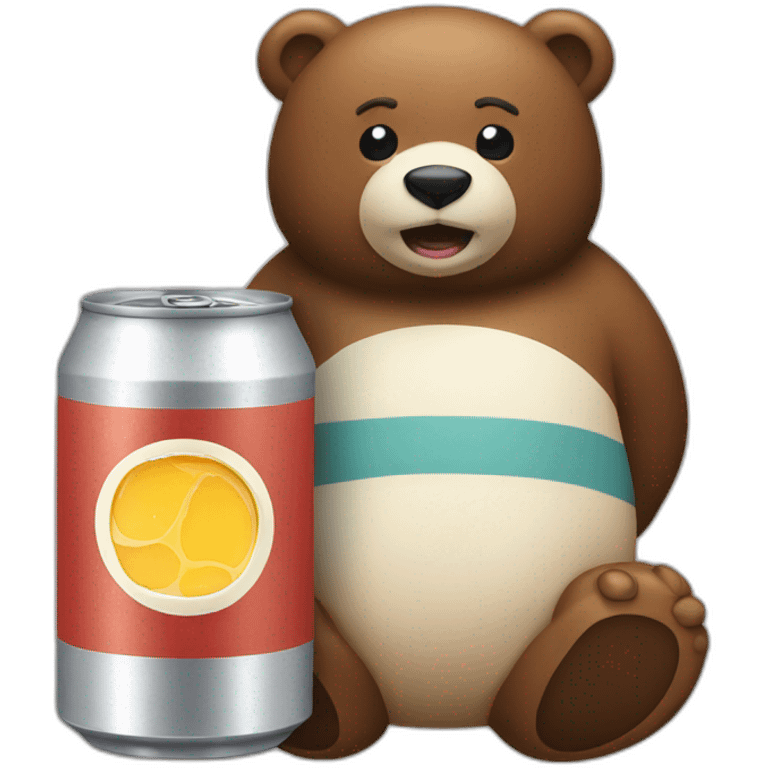 a beverage can that has a bear emoji