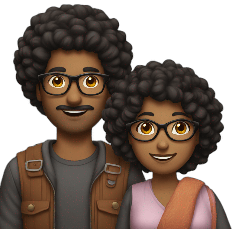 indian-guy-with-glasses-black-girl-with-afro-couple emoji