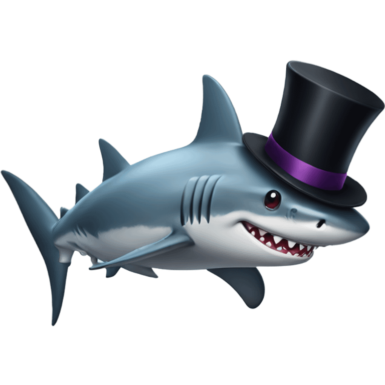 Shark with a top hat emoji