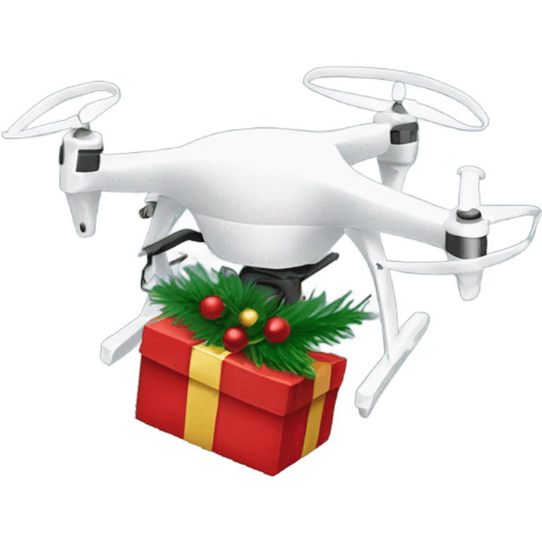 drone flying with a christmas tree dangling from it emoji