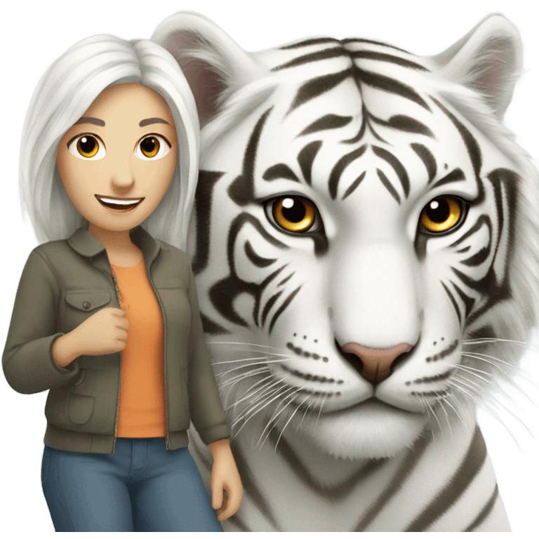 White tiger with woman emoji