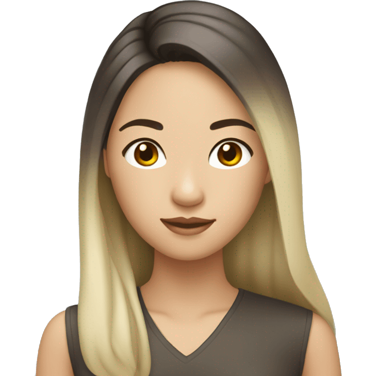 asian girl with dark brown hair and blonde highlights emoji