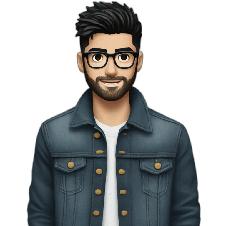 zayn malik sporting a pair of spzayn malik sporting a pair of spectacles with beard and black hair jean jacket emoji