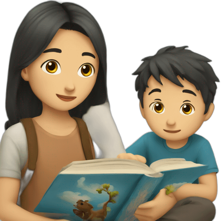 kazakh Boy read a book with takiya emoji