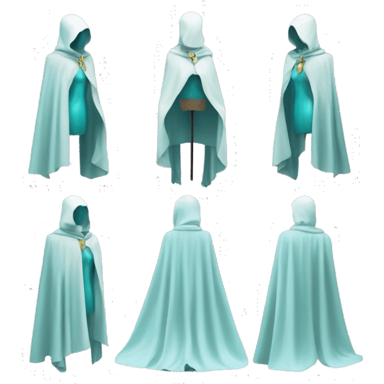 faceless mannequin flapping aquamarine gemstone white cape emoji