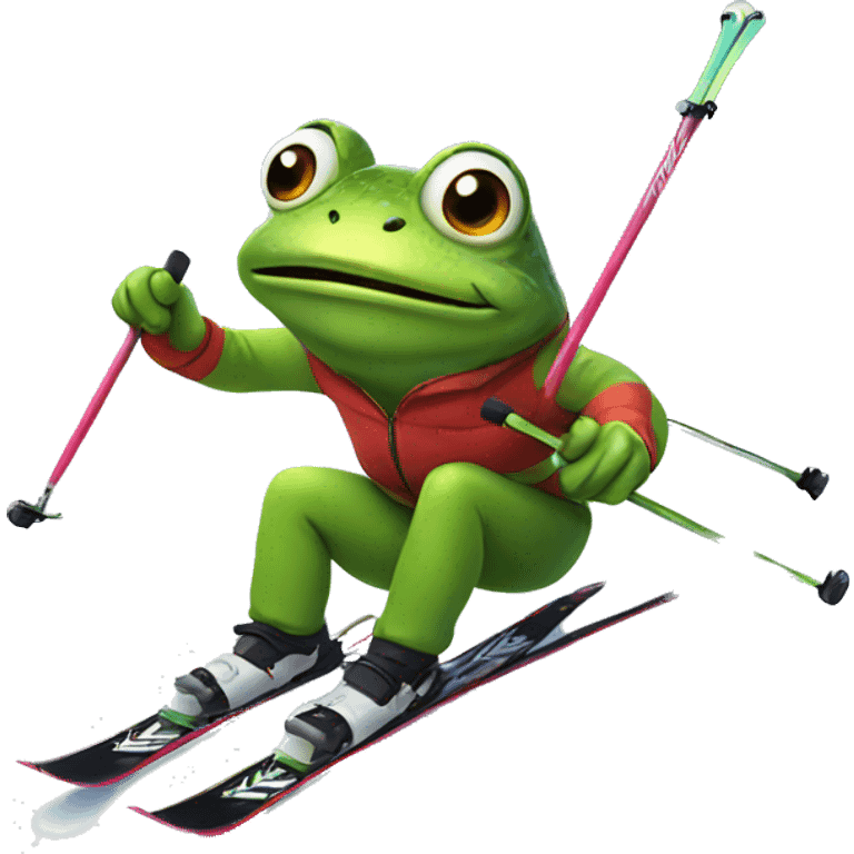 Frog skiing emoji