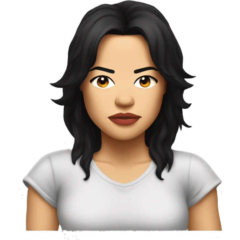 michelle rodriguez serious cartoon wearing tee emoji