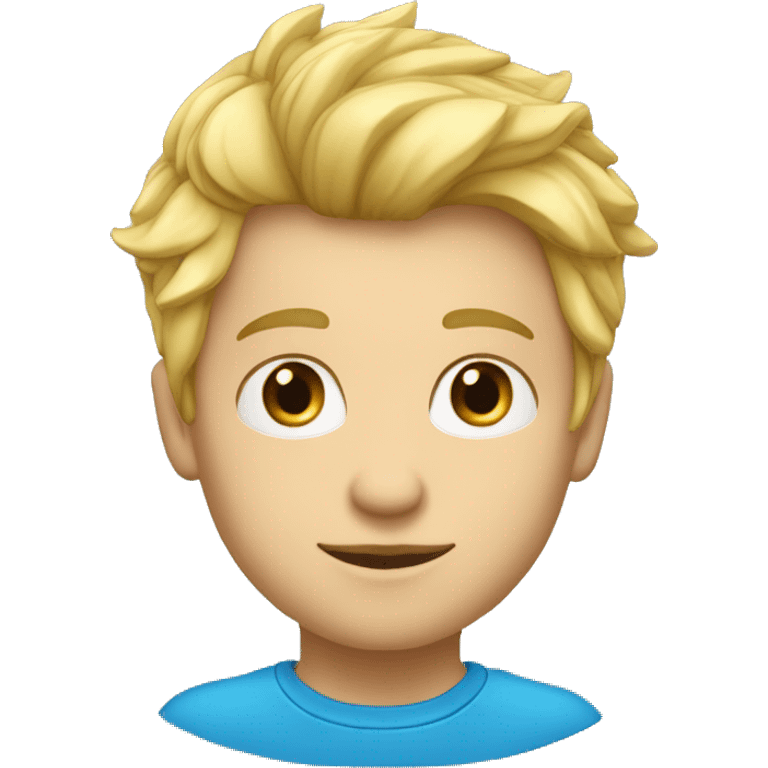 Garçon blond yeux bleu coiffé vers l’avant emoji