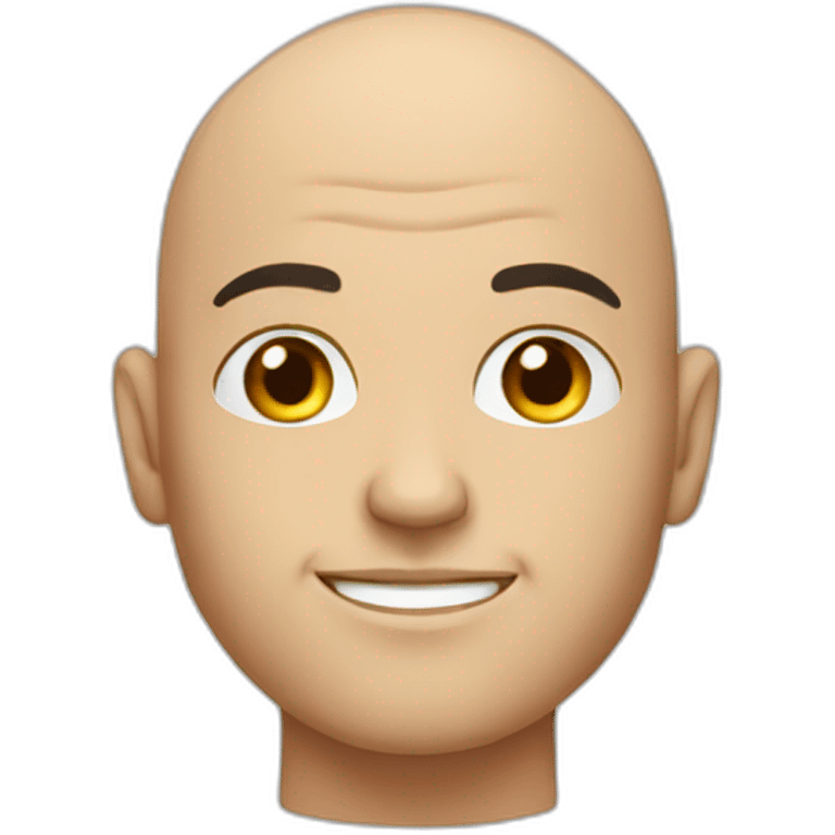 A bald guy with a rond head with big eyebrow emoji