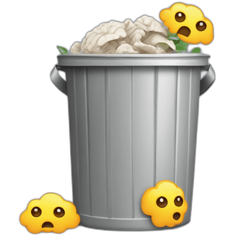 a trash can with a brain instead of a lid emoji