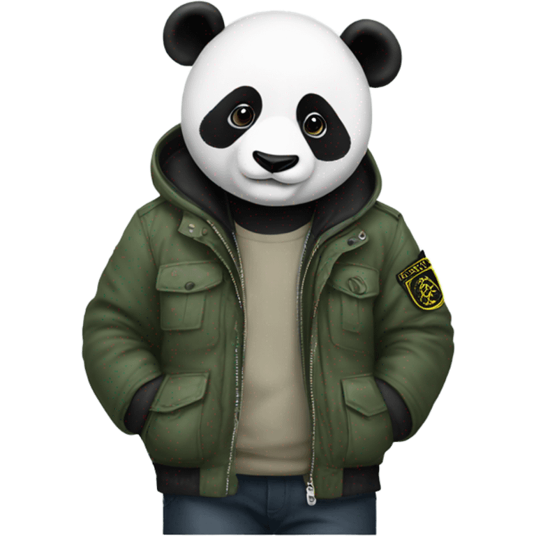 Panda is wearing stone island emoji