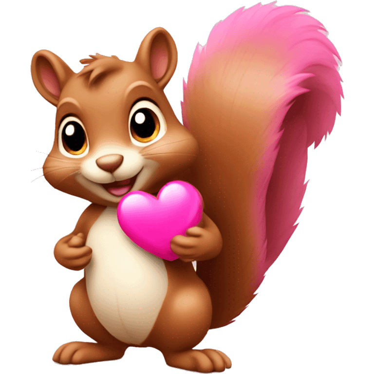 cute squirrel with two pink revolving hearts emoji