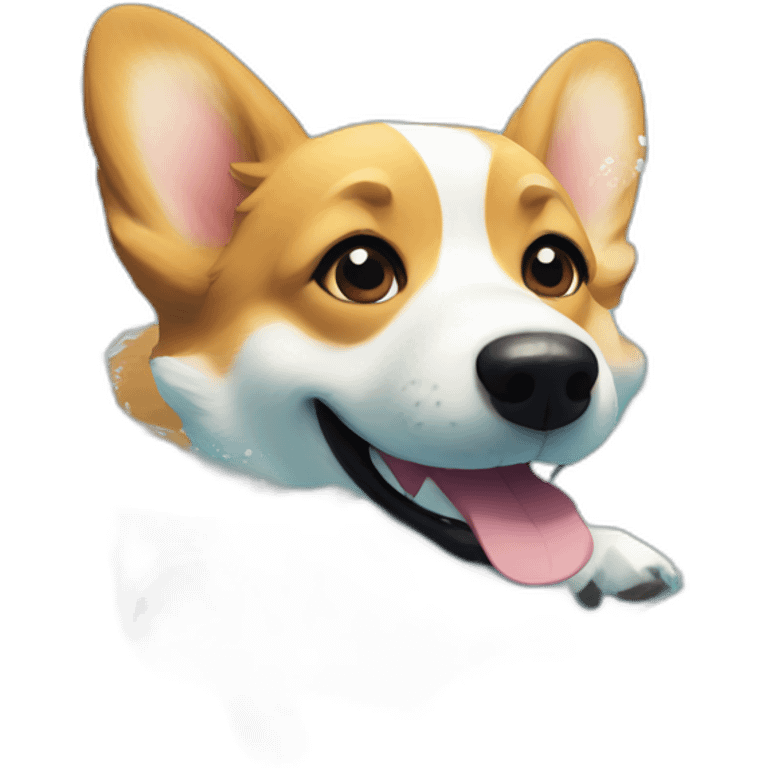 Swimming corgi water happy summer emoji