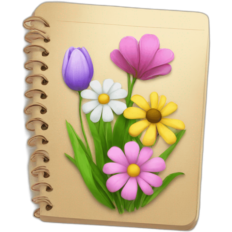 A beautiful notebook with flowers emoji