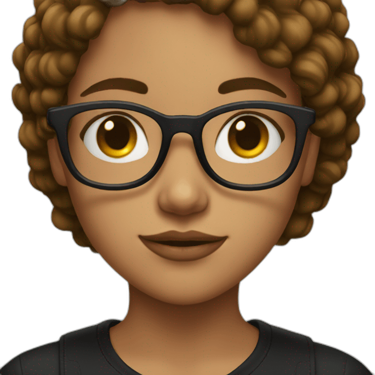 Girl with glasses and black shirt emoji