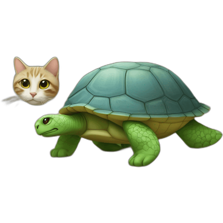 Un chat sur une tortue emoji