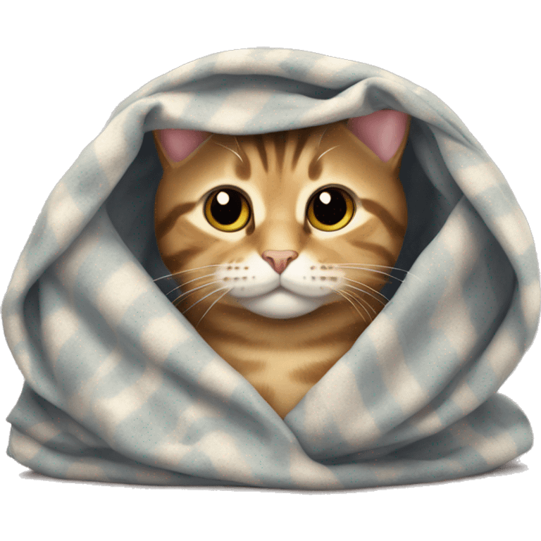 Tabby cat in a blanket emoji