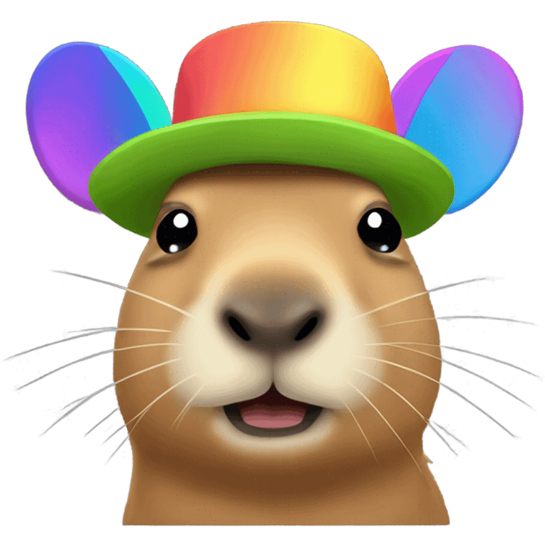 Rainbow propeller hat capybara emoji