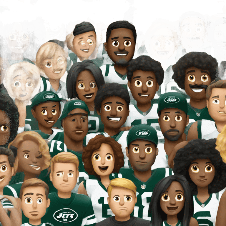 Crowd of people booing the New York jets emoji