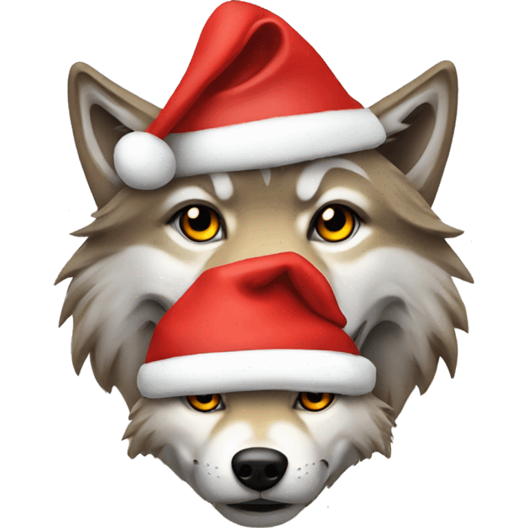 Wolves in Santa hats emoji