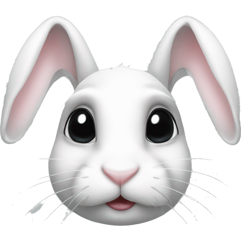 White bunny rabbit with black spots covering one eye and other black spots around face  emoji