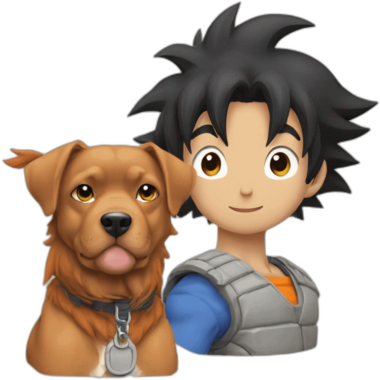 Son Goku avec un braque de weimard emoji