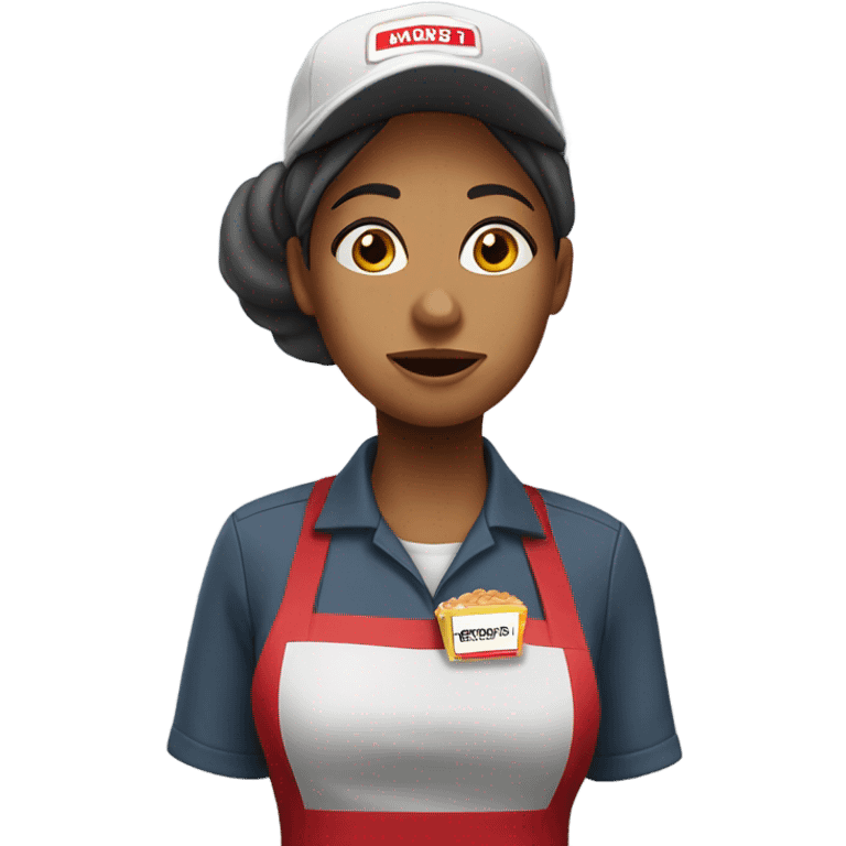 crying female fast food worker emoji