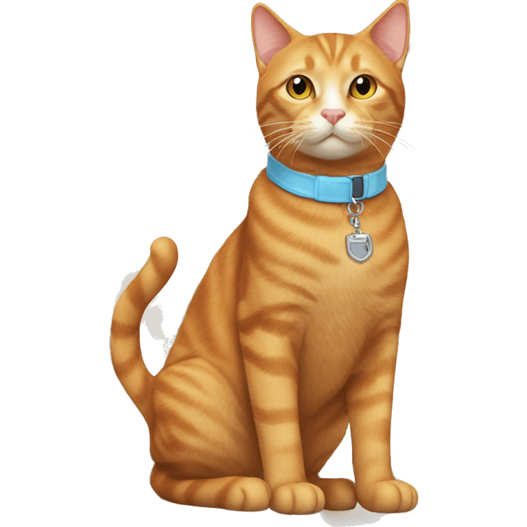 Ginger cat with light blue collar emoji