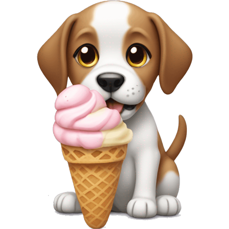 puppy eating ice cream emoji