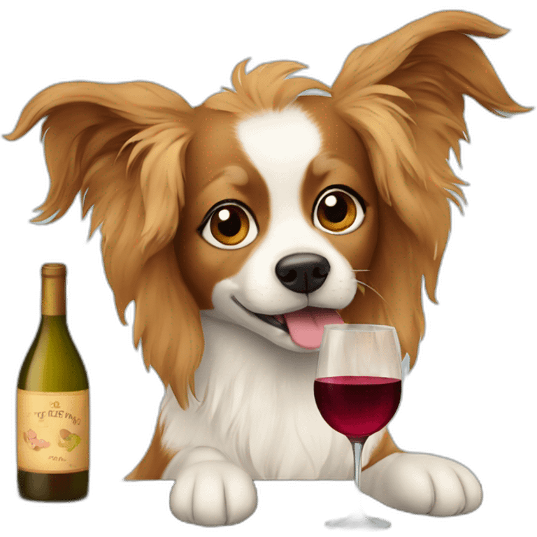 papilion dog drinking wine emoji