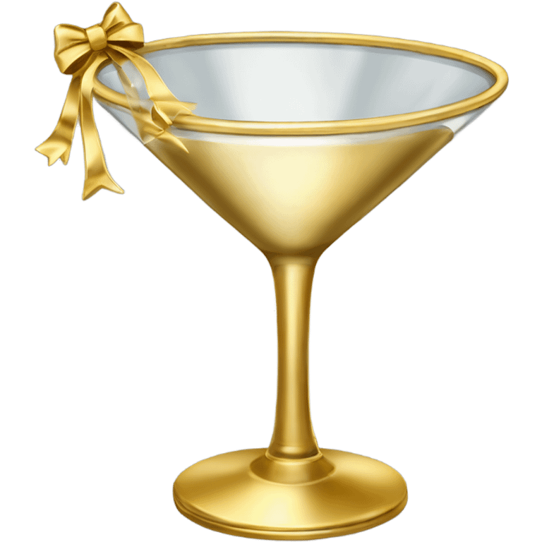 gold rimmed martini glass with tiny gold bows emoji