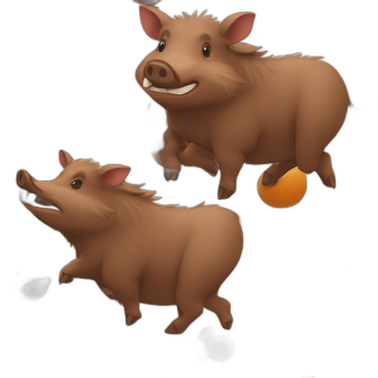 anthropomorphic brown wild boar orange cheeks and tusks emoji