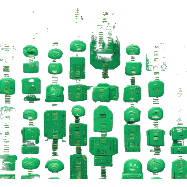 AI chipset with hard dark green color, illustrator style emoji