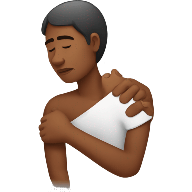 Australian aboriginal person having pain in left arm emoji